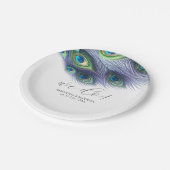 Hochzeitspapier-Teller Majestic Peacock Pappteller (Schrägansicht)