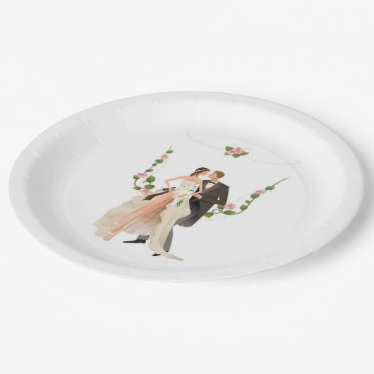 Hochzeitspapier-Teller Pappteller (Schrägansicht)