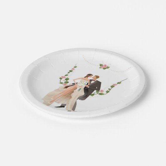 Hochzeitspapier-Teller Pappteller (Schrägansicht)