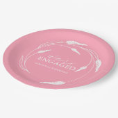 Hochzeitspapier-Teller Rosa Kranz Pappteller (Schrägansicht)