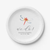 Hochzeitspapier-Teller Rote Libelle