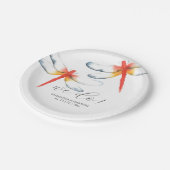 Hochzeitspapier-Teller Rote Libelle Pappteller (Schrägansicht)