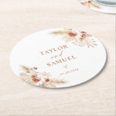Hochzeitspapier-Untersetzer | Boho Pampas Grass De Runder Pappuntersetzer (Angewinkelt)