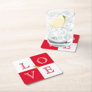 Hochzeitspapier-Untersetzer-Set der Liebe Rechteckiger Pappuntersetzer