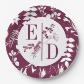 Hochzeitspapierplatte für moderne Burgundy Pappteller (Vorderseite)