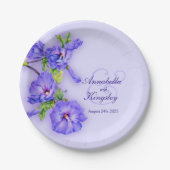 Hochzeitspapierplatte Hibiskus Blue Art Pappteller (Vorderseite)