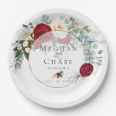 Hochzeitspapierplatte | Lebhafte Red Peony Bouquet Pappteller (Vorderseite)