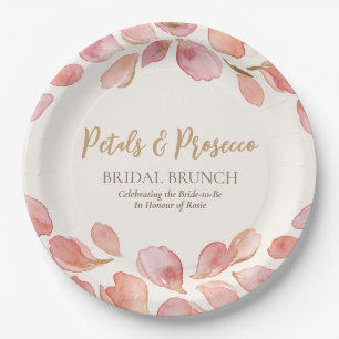 Hochzeitspapierplatten Rosa Blütenblatt Rund Pappteller