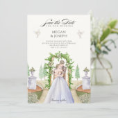 Hochzeitsparadies Aquarell Save The Date (Stehend Vorderseite)