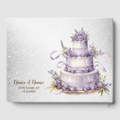 Hochzeitsparty Cake Lavendel Floral Wasserfarbe Gästebuch (Rückseite)