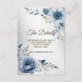 Hochzeitsparty Dusty Blue Watercolor Blume Silber Begleitkarte (Vorderseite)