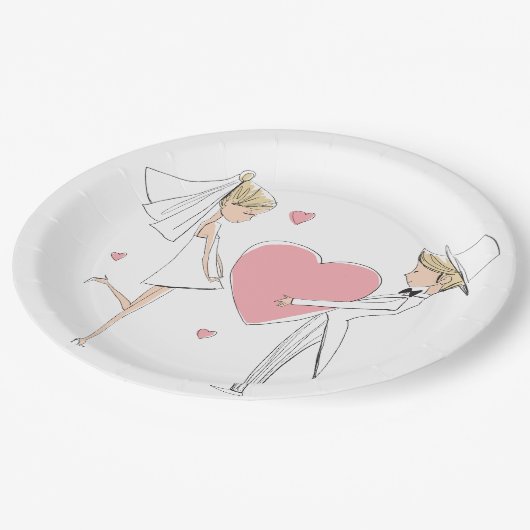 Hochzeitsparty Pappteller (Schrägansicht)