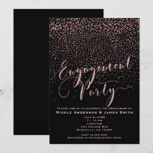 HOCHZEITSPARTY Shower schwarze Rose Gold Konfetti Einladung
