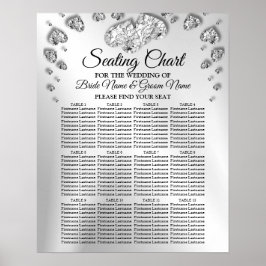 Hochzeitsparty Silver Hearts Gray Black Elegant Poster