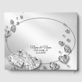 Hochzeitsparty Silver Hearts Gray Elegant Gästebuch (Rückseite)