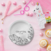 Hochzeitsparty Silver Hearts Gray Elegant Pappteller (Party)