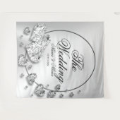 Hochzeitsparty Silver Hearts Gray Elegant Wandteppich (Vorderseite (Horizontal))