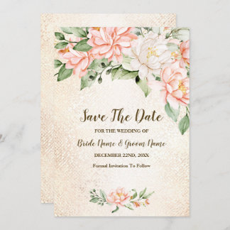Hochzeitsparty Wasserfarbe Peach Weiße Blume Geret Save The Date