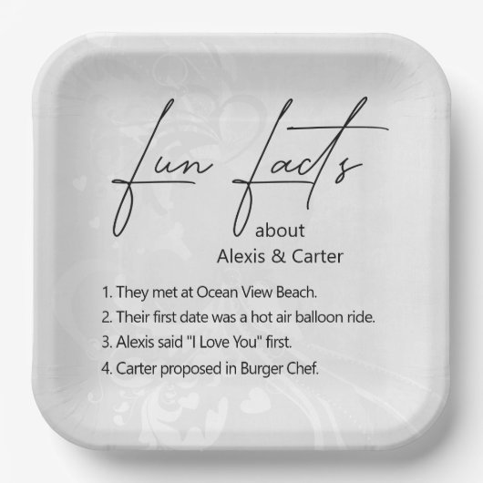 Hochzeitspass - Fakten über Herz Pappteller (Vorderseite)