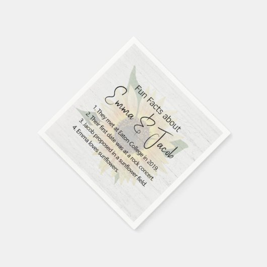 Hochzeitspass - Fakten über Sonnenblumen und Holz Serviette (Ecke)