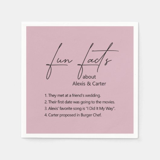 Hochzeitspass - Fakten zur Dusty-Rose Serviette (Vorderseite)