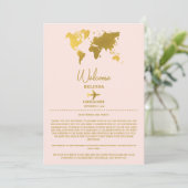 Hochzeitspass Gold Blush Pink Reiseplan Programm (Stehend Vorderseite)