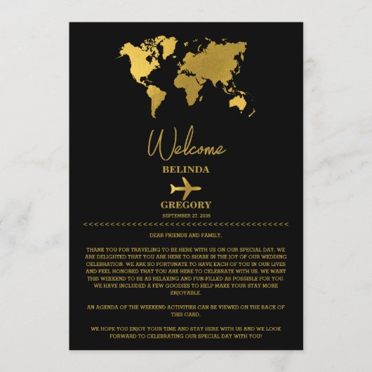 Hochzeitspass Gold Schwarz Reiseplan Programm (Vorderseite)