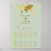 Hochzeitspass - Green Gold Seating Chart Poster (Vorne)