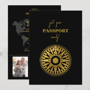 Hochzeitspass Kompass Reiseziel-Hochzeit Einladung