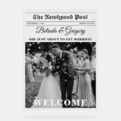 Hochzeitspass Schwarz & Weiß Foto Willkommen Acrylschild (Vorderseite)