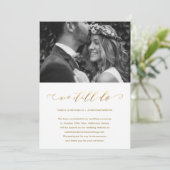 Hochzeitspause Imitate Gold wir noch Foto Ankündigung (Stehend Vorderseite)