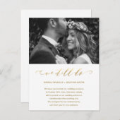Hochzeitspause Imitate Gold wir noch Foto Ankündigungspostkarte (Vorne/Hinten)