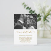 Hochzeitspause Imitate Gold wir noch Foto Ankündigungspostkarte (Stehend Vorderseite)