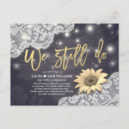 Hochzeitspause machen wir immer noch Sonnenblumen Ankündigungspostkarte