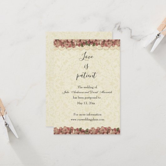 Hochzeitspause Neues Datum Religiöse Blume Karte (Vorderseite/Rückseite Beispiel)