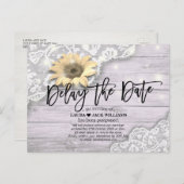 Hochzeitspause Verspätung des Datums Sonnenblume Ankündigungspostkarte (Vorne/Hinten)