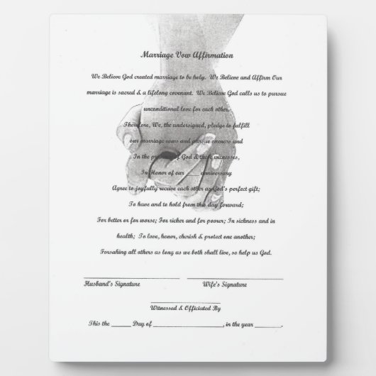 Hochzeitspaziergang Vow Renewal Tabletop Plaque mi Fotoplatte (Vorderseite)