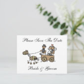Hochzeitspferd und Beförderung Save the Date Ankündigungspostkarte (Stehend Vorderseite)
