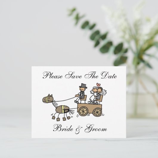 Hochzeitspferd und Beförderung Save the Date Ankündigungspostkarte (Stehend Vorderseite)