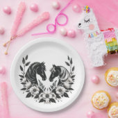 Hochzeitspferde mit Blume Pappteller (Party)