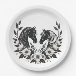 Hochzeitspferde mit Blume Pappteller