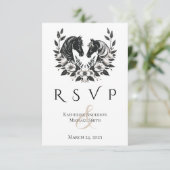 Hochzeitspferde und Blume RSVP Karte (Stehend Vorderseite)