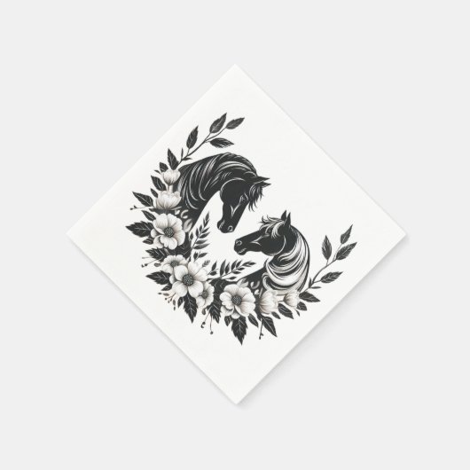 Hochzeitspferde und Blume Serviette (Ecke)