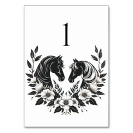 Hochzeitspferde und Blume Tischnummer