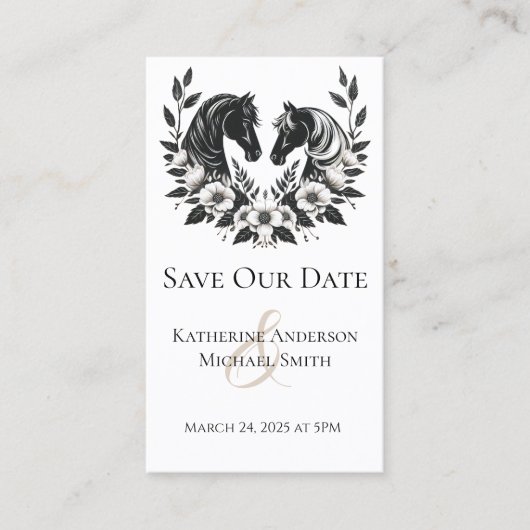 Hochzeitspferde und Blume Visitenkarte (Vorderseite)