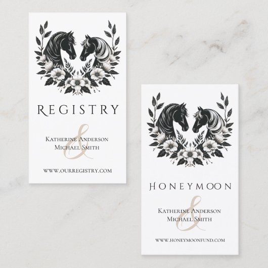 Hochzeitspferde und Blume Visitenkarte (Vorne/Hinten)