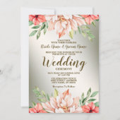 Hochzeitspfirsich Orange Golden Frame Rustikal Einladung (Vorderseite)