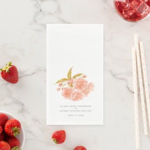 Hochzeitspfirsichbaum blüht Aquarellkunst Serviette