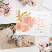 Hochzeitspfirsichblüte Aquarellenlandschaft Save The Date