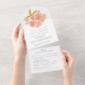 Hochzeitspfirsichblüte Aquarellmahlzeit UAWG All In One Einladung (Abreißen)